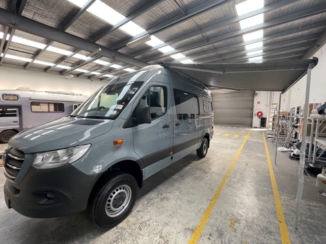 Fiat Ducato conversion with a Thule awning fitted by Focus RV